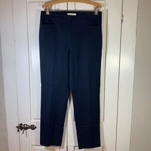 Talbots Womens Navy Blue Flat Front Stretch Pants Size 8 Basic Minimalist Casual